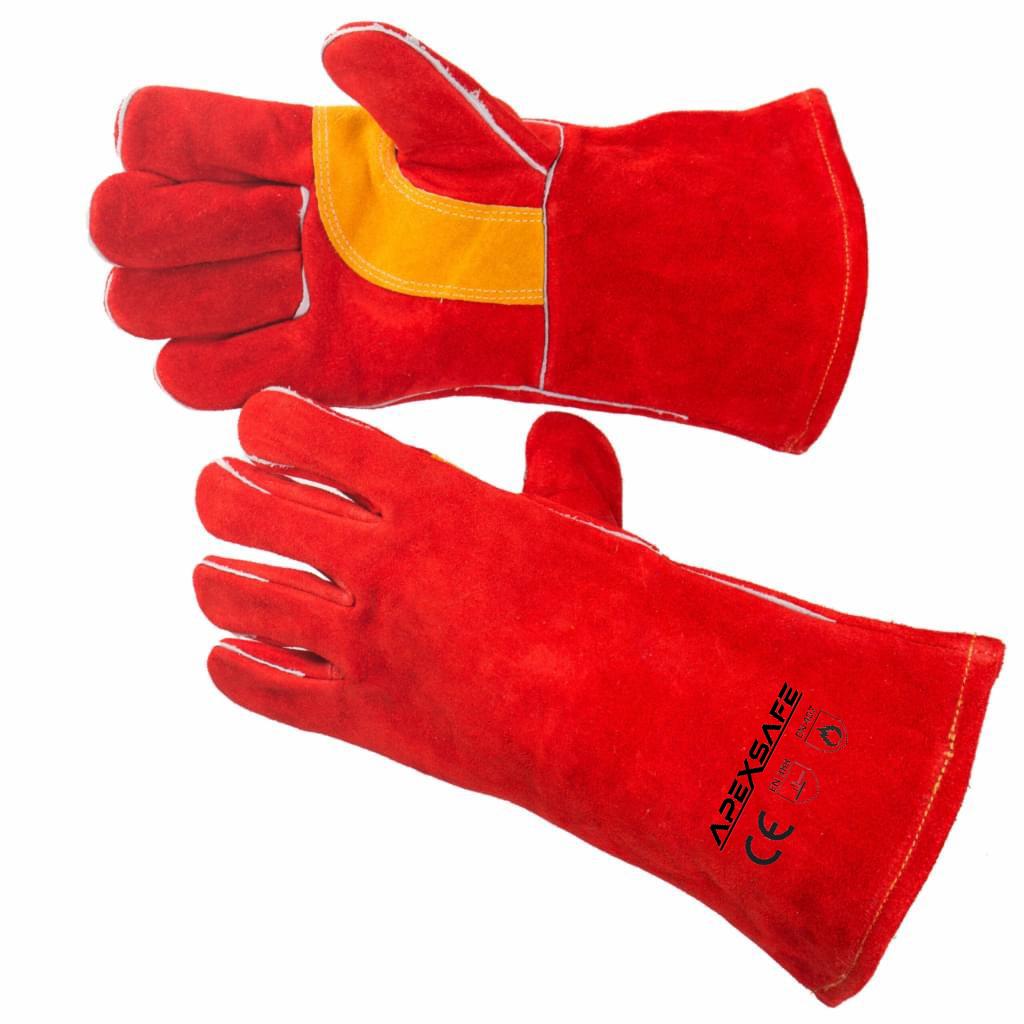 red welding gloves