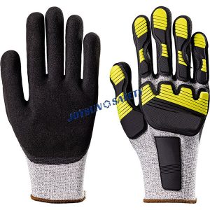 JoysunSafety's NH006 Black & Yellow Nitrile-Coated Anti-Impact Gloves with Sandy Grip