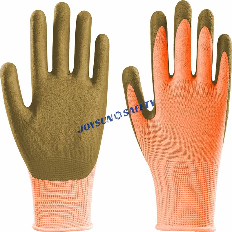 NP012 Brown & Pink 13-Gauge Polyester Work Gloves
