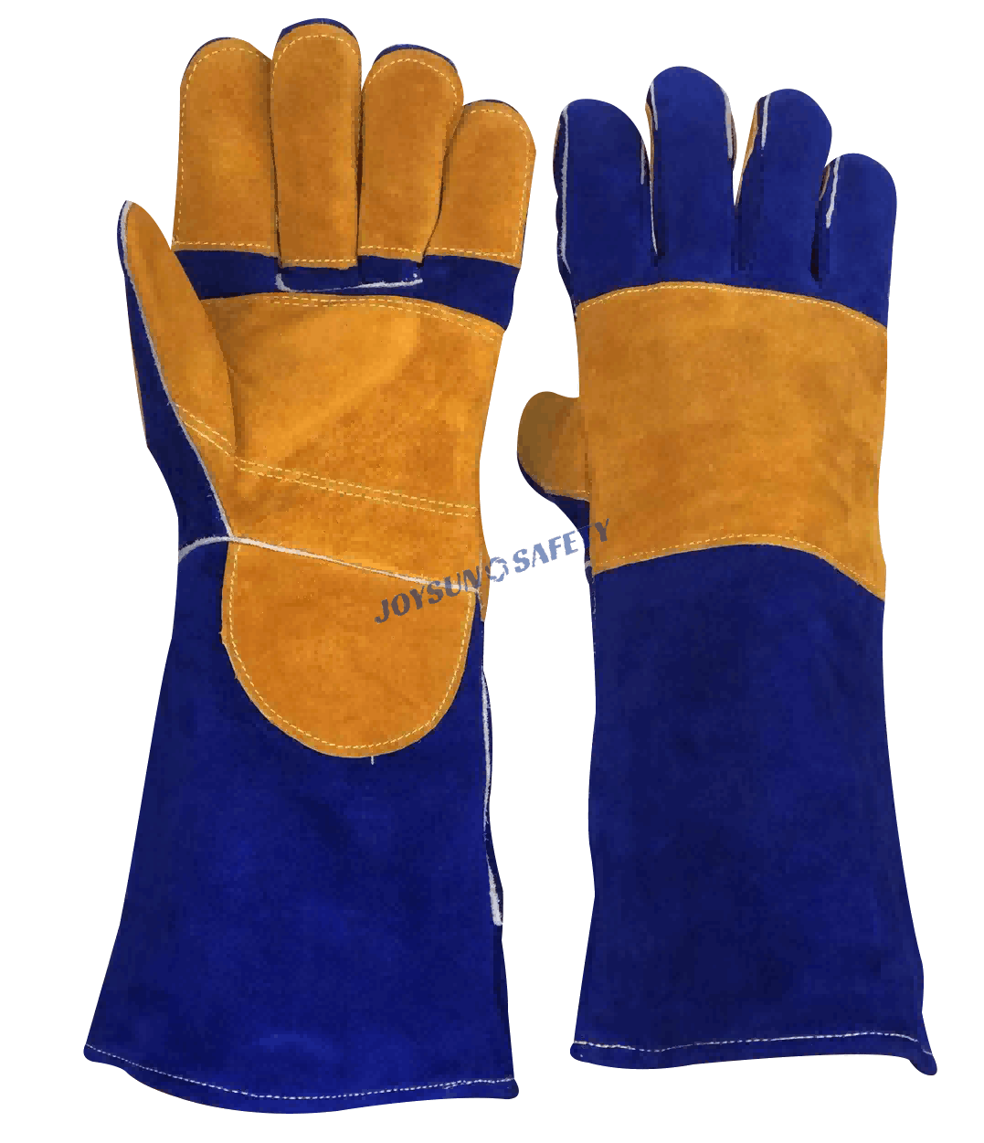 WB02 Blue Cow Split Leather Heat/Fire Resistant Welding Gloves 16"