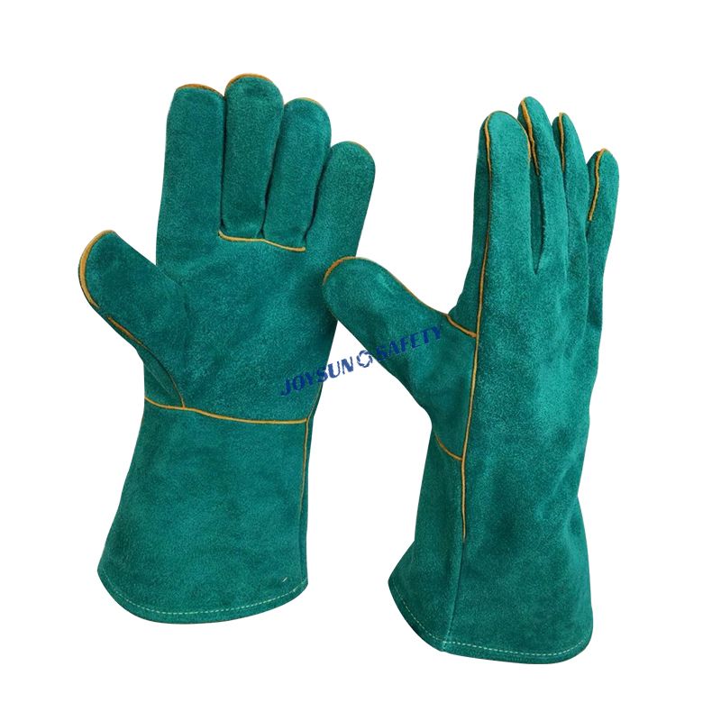 WG13 Green Cow Split Leather Heat-Resistant Welding Gloves 14/16"