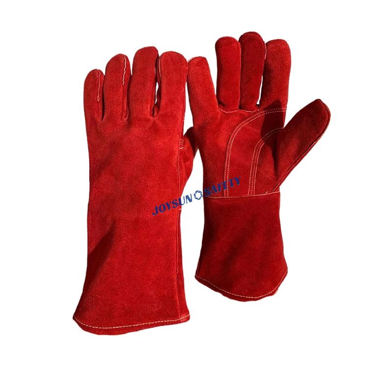 WR04 Red Cow Split Leather Heat and Fire Resistant Welding Gloves 16"