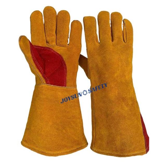 WY07 Cow Shoulder Split Leather High-Heat Resistant Forging Welding Gloves 16"