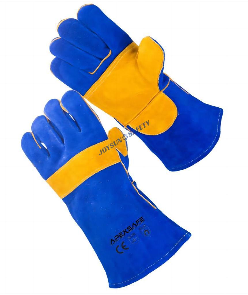 WB18 Blue Heat Resistant Leather Welding Gloves   JoySunSafety