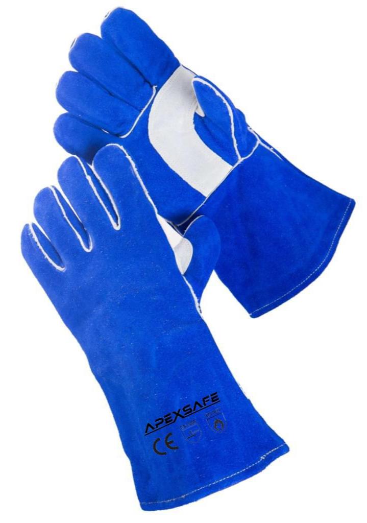 blue welder gloves